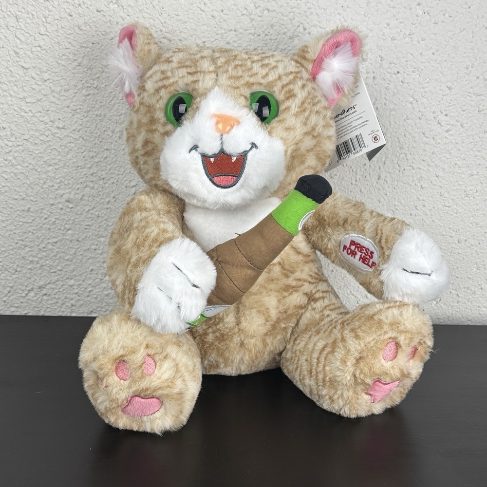 NWT TheraPurrs Smarty Cat Wise-cracking‎ Therapist Bartender Talking Plush Funny